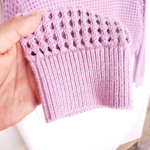 Calvin Klein Jeans Lavender 100% Cotton Open Stitch Sweater Size Petite Small - Picture 9 of 14